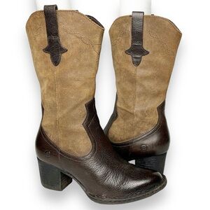 Born Brown and Tan Heeled Boots